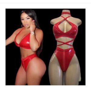 Red Halter Cross-Strap Top